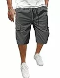 Svanco Kurze Hosen Herren Baumwolle Chino Shorts mit Kordelzug Sommer Baggy Cargoshorts Männer mit Mehrfachtasche