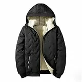 Generisch Herren Winterjacke mit Teddyfutter - Gefütterte Kapuzenjacke mit Steppmuster | Warme und Winddichte Jacke für kalte Tage