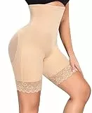 YARRCO Bauchweg Unterhose Damen Shapewear Spitze Miederhose Figurformende Unterwäsche Hohe Taille Miederpants (Beige, L)