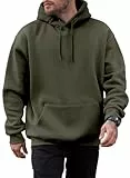 Elegancity Hoodie Herren Kapuzenpullover Langarm Pullover Einfarbig Sweatshirts Basic Sweat Hoodie Baumwolle Winter Casual Grün L