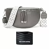 YISUOHOOM Bauchtasche Damen Umhängetasche klein Crossbody Bag Veganes Leder Brusttasche Kleine Handtasche Grau Geschenke für Frauen