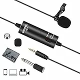 INSSTRO VM-1 Lavalier Mikrofon, Ansteckmikrofon Omnidirektionales Kondensator Lav Mikrofon 3,5mm Jack für Smartphone Kamera Kamera DSLR Camcorder Computer PC Laptop