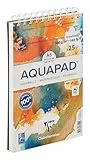 Clairefontaine 976102C - Spiralblock Aquarellalbum Goldline Aquapad A5 14,8x21 cm, Aquarellpapier, 25 Blatt 300g, Naturweiß, mittelfein, 1 Stück