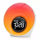 Wecker mit Sonnenaufgang Tageslichtwecker Geschenke Geräuschmaschine mit 30 beruhigende Klänge,Wake Up Light Nachttischlampe Dimmbar 16 Helligkeit 14 Farbe Schlafzimmer Lichtwecker mit Doppelalarm