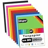 perfect ideaz - 100 Blatt Tonpapier DIN-A4, 10 Farben, 130 g/m², Made in Germany, Blauer Engel zertifiziert