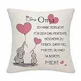 Bommex Oma Geschenk von Enkelin Enkel Kissenbezug für Geburtstagsgeschenk
