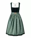 DirndlStern Dirndl Damen Trachtenkleid Grün - Trachtenrock Midi Samt Dirndlkleid Oktoberfest Outfit mit Dirndlschürzen 34
