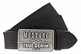 MUSTANG Herren Ledergürtel MG2170R17 40mm Gürtelbreite Schwarz Braun 80-115, Größe:100, Farbe:Black 0790