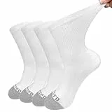 LOFIR Diabetiker Baumwolle Socken Herren: Gesundheitssocken mit Extra Weiter Bund Ohne Gummi Ohne Naht Venenfreundliche Socken mit Bequemer Gepolsterter Sohle für Herren Weiss 4 Paare Größe 43-46
