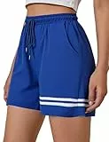 Gyabnw Damen Kurze Hosen Sommer Strandshorts High Waist Kordelzug Freizeit Shorts Lounge mit Taschen für Täglich Camping Strand Reisen