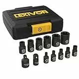 LEXIVON E-TORX Steckschlüssel 13-teilige, 1/4 Zoll (E4, E5, E6, E7, E8) 3/8 Zoll (E10, E12, E14, E16, E18, E20) Stück Adapter 3/8“ zu 1/4”, und Stück Adapter 1/4' zu 3/8', S2-legiertem Stahl (LX-147)