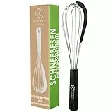 Oliver's Kitchen ® Ballon-Schneebesen Edelstahl mit integriertem Silikonschaber - Ideal zum Backen und Kochen - Spiralschneebesen - Komfortabler Griff - Einfach zu reinigen
