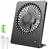 TriPole Tischventilator Leise, 2000mAh Ladefähige USB Ventilatoren Ausführen Bis zu 4-16 Std, 3 Geschwindigkeiten Tragbarer Akkulüfter-30dB, 180°Einstellbar, für Büro, Bibliothek, Reise-Schwarz