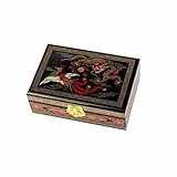lachineuse - Schmuckschatulle mit kaiserlichem Motiv - Aufbewahrungsbox aus lackiertem Holz mit Phönix und Drache - Traditionelles asiatisches Dekor - Geschenkbox für Damen - 21 x 14 x 7 cm