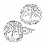 Micory Lebensbaum Ohrringe für Damen 925 Sterling Silber Ohrstecker mit Geschenkbox Schmuck Geschenk für Mädchen Frau Mutter Tochter