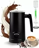 Milchaufschäumer Elektrisch 4-in-1, 400W Elektrische Milchaufschäumer für Heißer und Kalter Milchschaum, Stumm Edelstahl Milchschäumer, Automatische Abschaltung, für heiße Schokolade, Cappuccino