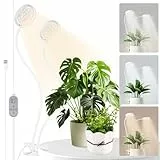 Pflanzenlampe LED Vollspektrum, 2 Köpfe Pflanzenlicht Wachstumslampe für Zimmerpflanzen mit Timer, Indoor Grow Lampe mit Schwanenhals, Pflanzenleuchte Dimmbar in 10 Stufen