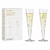 RITZENHOFF 6031004 Champagnerglas 200 ml - Serie Goldnacht Duett 2023, 2x Designerstück mit Echt-Gold - Made in Germany