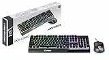 MSI Vigor GK30 IT Halbmechanische Gaming-Tastatur mit RGB-LED-Hintergrundbeleuchtung, Mystic Light, Multimedia-Hotkey-Tastatur + Maus, volle Größe, Schwarz
