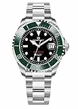 Gigandet Herren-Automatikuhr Sea Ground 300 Ceramic Date - Made in Germany - Keramiklünette - Saphirglas - Swiss Super Luminova - Edelstahl - 300m/30bar wasserdicht - Grün/Schwarz - G300-020M-C