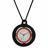 JewelryWe Krankenschwesteruhr Analog Quarz Taschenuhr Silikon Uhr Anhänger mit Halskette Kette Schwesternuhr Pflegeuhr Pulsuhr für Arzt Schwarz Unisex