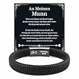 VU100 Ich Liebe Dich Geschenke für Männer, Valentinstag Jahrestag Geschenk für Ihn Lederarmband Herren mit Gravur An Meinen Mann Armband Geburtstag Weihnachten Liebes Geschenk für Ihn Freund Ehemann