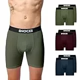 Snocks Lange Boxershorts Herren aus Bio-Baumwolle (6er Pack) - Ideal für Sport und Alltag - Kein juckendes Etikett und komfortabler Bund - Unterhosen Herren Gr.XL, Farbe Mix (Navy/Rot/Olivine)