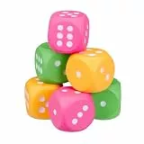 Relaxdays 6er-Pack Stoffwürfel, XXL Würfel aus Schaumstoff, Kinder Spielzeug, Set mit 6X Softwürfel, PU, weich, bunt