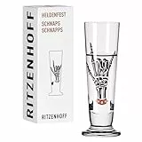 RITZENHOFF 1061018 Schnaps-Glas 40 ml - Serie Heldenfest, Skull-, Flammen-Motiv - rund, in Kupfer, Blau, Schwarz - Made in Germany