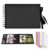 A5 Vienrose Fotoalbum Scrapbook Album, Fotoalbum Zum Selbstgestalten, DIY Seidenband Fotobuch Spiralalbum 30 Schwarze Seiten für 10x15 Fotos für Baby Geburtstag Jahrestag Hochzeit (01)