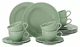 SELTMANN WEIDEN Kaffeeservice 18-teilig BTR - Beat - Form: Rund mit Rillenrelief - moderner Stil - Salbeigrün - Color Glaze
