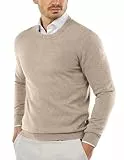 COOFANDY Herren Pullover Rundhals Feinstrickpullover Business Herren Rugualr Fit Strickpullover Leichte Crewneck Sweater Kamel M