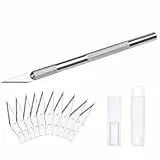 DealKits Skalpell Set, inkl. 10x SK5 Ersatzklingen und Schutzkappe, Bastelmesser Cuttermesser Comfortline Hobby- Schnitzmesser zum Schneiden von Fondant Stoff Autofolie Basteln (Silber)