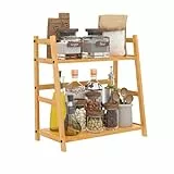 FEXPLENDID gewürzregal bambus stehend, tischregal, 40x40x21cm, gewürzregal holz, küchen organizer, Organisation für arbeitsplatte küche, Waschraum und Büro
