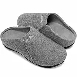 ERGOfoot Filz Orthopädische Hausschuhe für Damen und Herren, Orthopedic Arch Support Slippers Filzpantoffeln für Drinnen und Draußen,(Grau EU39)