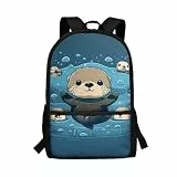 SCRAWLGOD Rucksack für Jungen, Kinder, Büchertasche, großer Rucksack, Sekundärschultasche für Mädchen, otter, Einheitsgröße