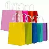 30 Stück Papiertüten 10 Farben Geschenktüten, Kraftpapiertüten mit henkel, Geschenktüten für Hochzeitsfeier, Candy Tüten zum Verpacken von Kindergeburtstag, Party, Geschenken, Feiern(15 x 8 x 21 cm)