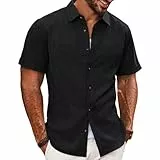 PJ PAUL JONES Hemden Herren Kurzarm Freizeit Hemd Formales Business Hemd für Männer (Schwarz, M)