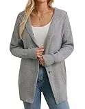 GRACE KARIN Damen Langarm Strickjacke Herbst Elegant mit Kapuze Open Front Pullover XL Hellgrau