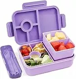 Bugucat Brotdose Kinder 1300ML, Lunchbox Auslaufsicher Mit 5 Fächern, Bento Box für Kinder & Erwachsene, Vesperdose Frühstücksbox für Mädchen & Jungen BPA-Frei Lila