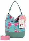 Fritzi x Frida Kahlo Izzy07 Limited Canvas Hobo Bag Flower Green Damen Schultertasche Umhängetasche Handtasche Freizeit Alltag Arbeit Festival Magnetverschluss Canvas 37 x 27 x 17 cm, Türkis
