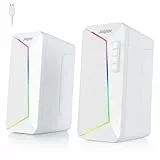 SOULION R40 Computerlautsprecher, 2.0 USB-betriebene PC-Lautsprecher, Desktop-Gaming-Boxen mit Lautstärkeregler-Taste, Bluetooth 5.3, Computer Speaker für Laptop, Tablets (Weiß)