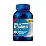 Hoggar® Melatonin Gummies: Angenehm schneller einschlafen. Weichgummis mit Blaubeergeschmack.1 mg Melatonin, Vitamin B6, Baldrian-, Lavendel- und Kamillenextrakt. Zuckerfrei & vegan.