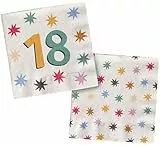 Folat 26875 Geburtstag Dekoration weiß mit bunten Sternen - Servietten - 18 - Starburst - 33 x 33 cm - 20 Stück - Fröhlich und farbenfroh Party Geschirr für Kinder und Erwachsenen Geburtstag