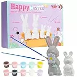 KreativeKraft Ostern Basteln Kinder Bastelset DIY Set Kinder Gips Ostereier Bemalen Osterhasen Gipsfiguren zum Bemalen (Hasen 4er Pack)