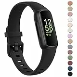 YLK Armband Kompatibel mit Fitbit Inspire 3 Armband für Damen Herren, Klassisches Silikon TPU Armbänder Sport Verstellbares Ersatzarmband für Fitbit Inspire 3 Uhrenarmband, Schwarz