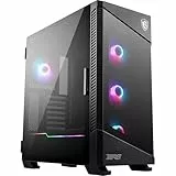 MSI MPG VELOX 100R Mid-Tower PC-Gehäuse, geeignet für E-ATX Mainboards, Front aus gehärtetem Glas, 4x 120mm ARGB-Lüfter, Mystic Light, unterstützt 2x 360mm-Kühler & seitliche Lufteinlässe