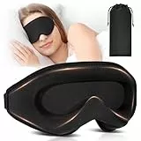 2025 Schlafmaske für Seitenschläfer, 3D Augenmaske, 15mm mit tiefen Augenhöhlen und erhöhten Nasenpads lichtblockierend und atmungsaktiv Männer Frauen Schlafbrille aus Eisseide für Reisen, Schwarz