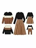 PATPAT Familien Outfit Set - Partnerlook Mutter Tochter Kleidung, Langarm T-Shirt & Mutter Kind Kleider Mama Tochter Kleidung für Herbst & Frühling/Herren, Khaki, Herren: L