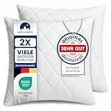 Gentle North Kopfkissen - 50x50 cm groß - 2er Set Kissen für Bett und als Dekokissen - Mit Reißverschluss für Füllung - Sofakissen - Zierkissen für Couch und Sofa - Ökotex - Waschbar bis 60° - Weiß